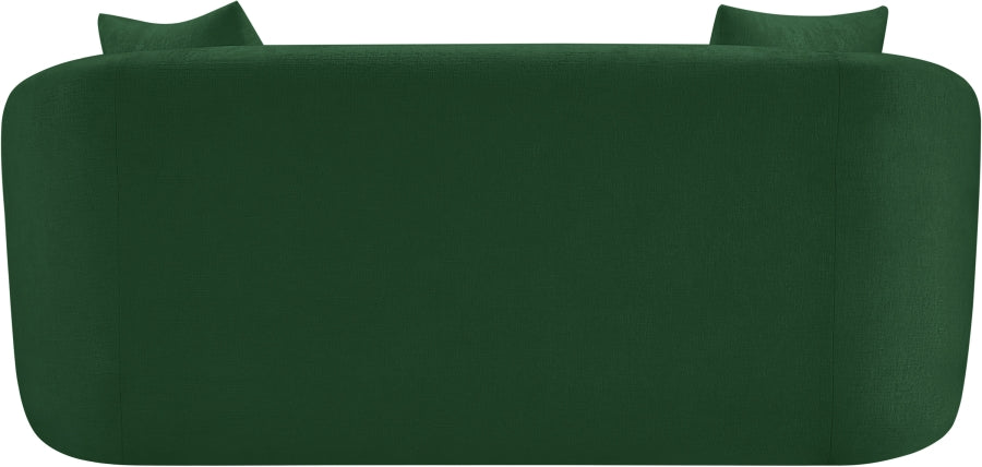 Penelope Chenille Fabric Upholstered Loveseat in Green from Meridian - Luna Furniture