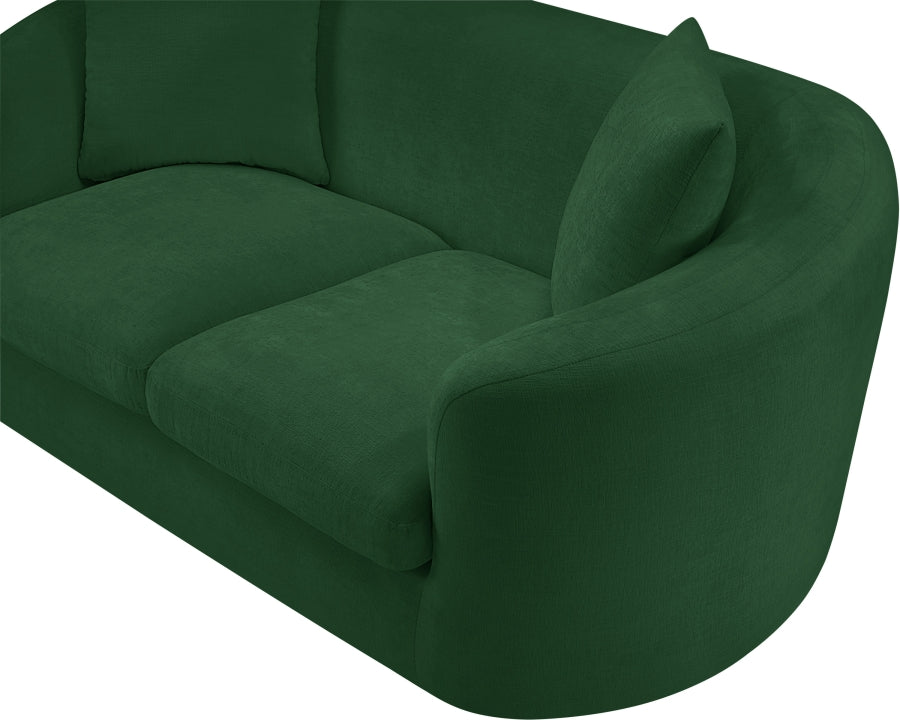 Penelope Chenille Fabric Upholstered Loveseat in Green from Meridian - Luna Furniture