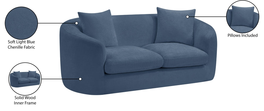 Penelope Chenille Fabric Upholstered Loveseat in Light Blue from Meridian - Luna Furniture