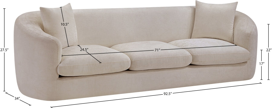 Penelope Chenille Fabric Upholstered Sofa in Beige from Meridian - Luna Furniture