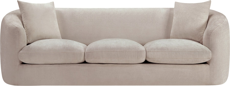 Penelope Chenille Fabric Upholstered Sofa in Beige from Meridian - Luna Furniture