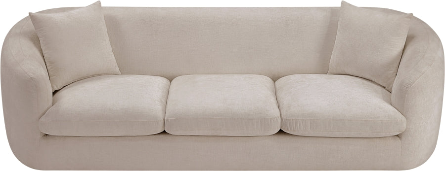 Penelope Chenille Fabric Upholstered Sofa in Beige from Meridian - Luna Furniture