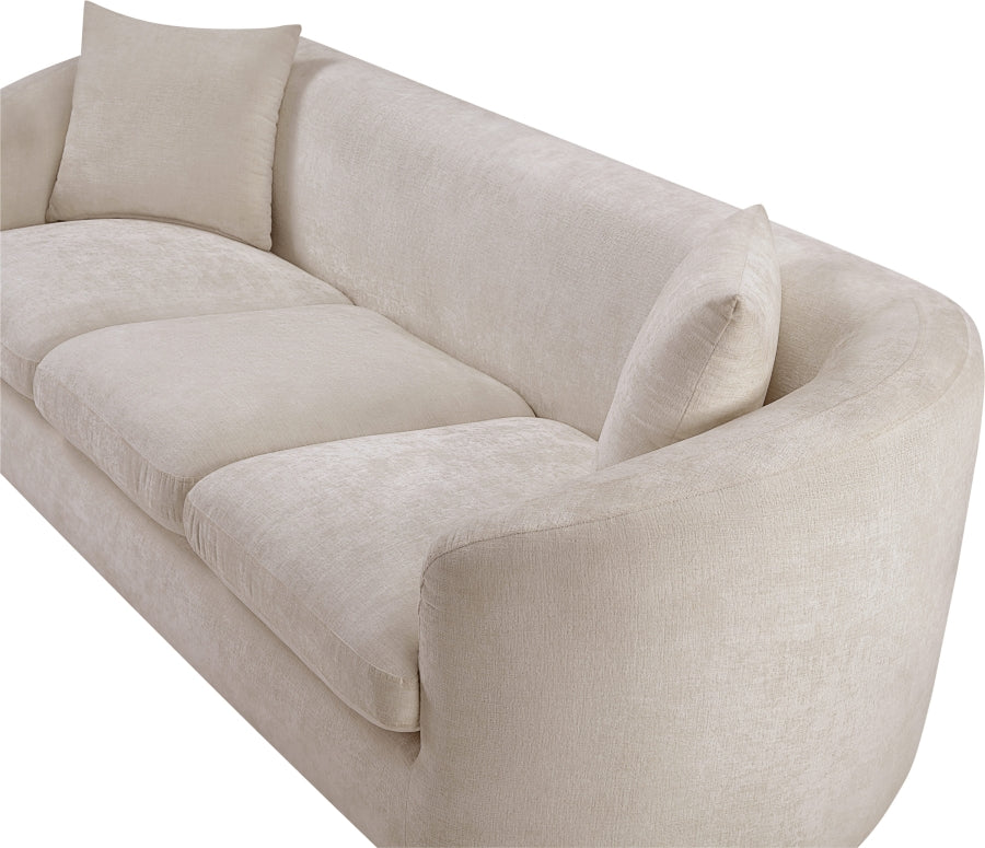 Penelope Chenille Fabric Upholstered Sofa in Beige from Meridian - Luna Furniture