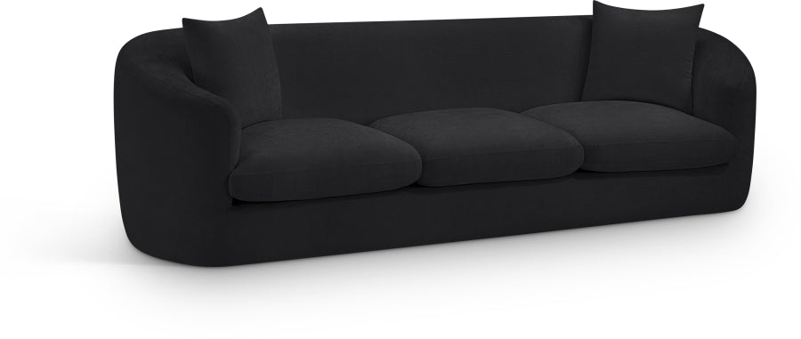 Penelope Chenille Fabric Upholstered Sofa in Black from Meridian - Luna Furniture