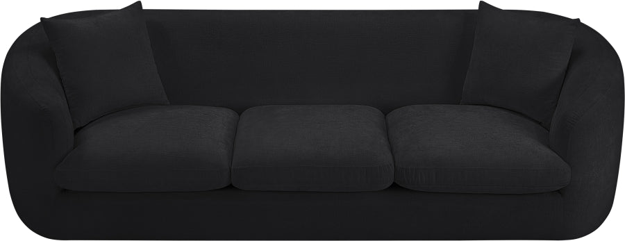 Penelope Chenille Fabric Upholstered Sofa in Black from Meridian - Luna Furniture