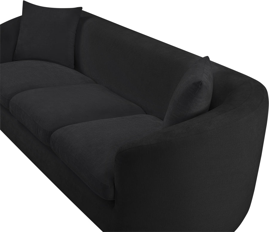 Penelope Chenille Fabric Upholstered Sofa in Black from Meridian - Luna Furniture