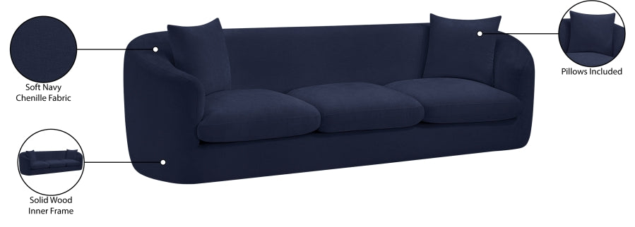 Penelope Chenille Fabric Upholstered Sofa in Blue from Meridian - Luna Furniture