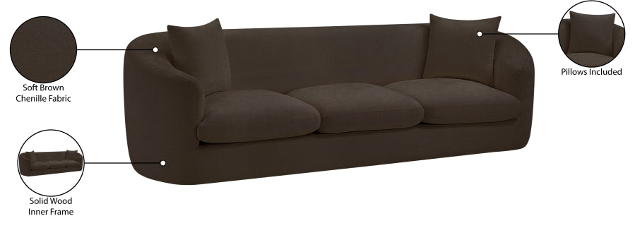 Penelope Chenille Fabric Upholstered Sofa in Brown from Meridian - Luna Furniture