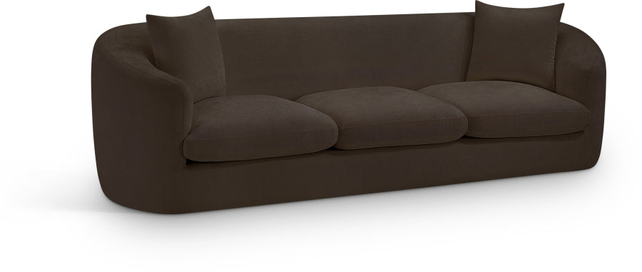 Penelope Chenille Fabric Upholstered Sofa in Brown from Meridian - Luna Furniture