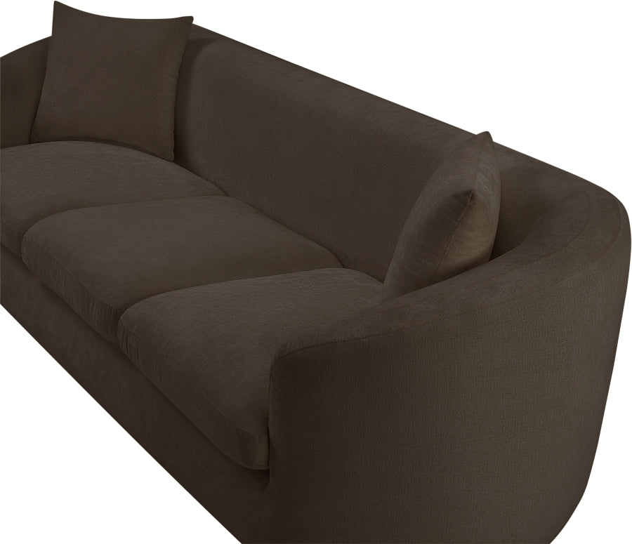 Penelope Chenille Fabric Upholstered Sofa in Brown from Meridian - Luna Furniture