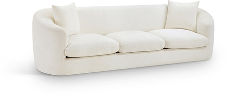 Penelope Chenille Fabric Upholstered Sofa in Cream from Meridian - Luna Furniture