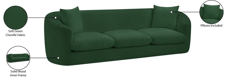 Penelope Chenille Fabric Upholstered Sofa in Green from Meridian - Luna Furniture