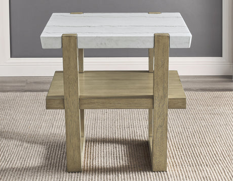 Perth White Marble End Table - ER100E