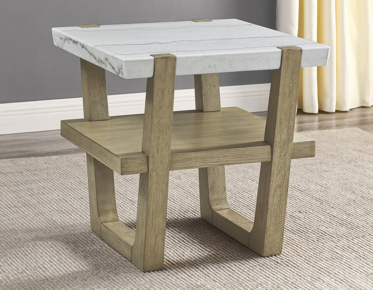 Perth White Marble End Table - ER100E