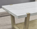 Perth White Marble Top Cocktail Table with Casters - ER100C