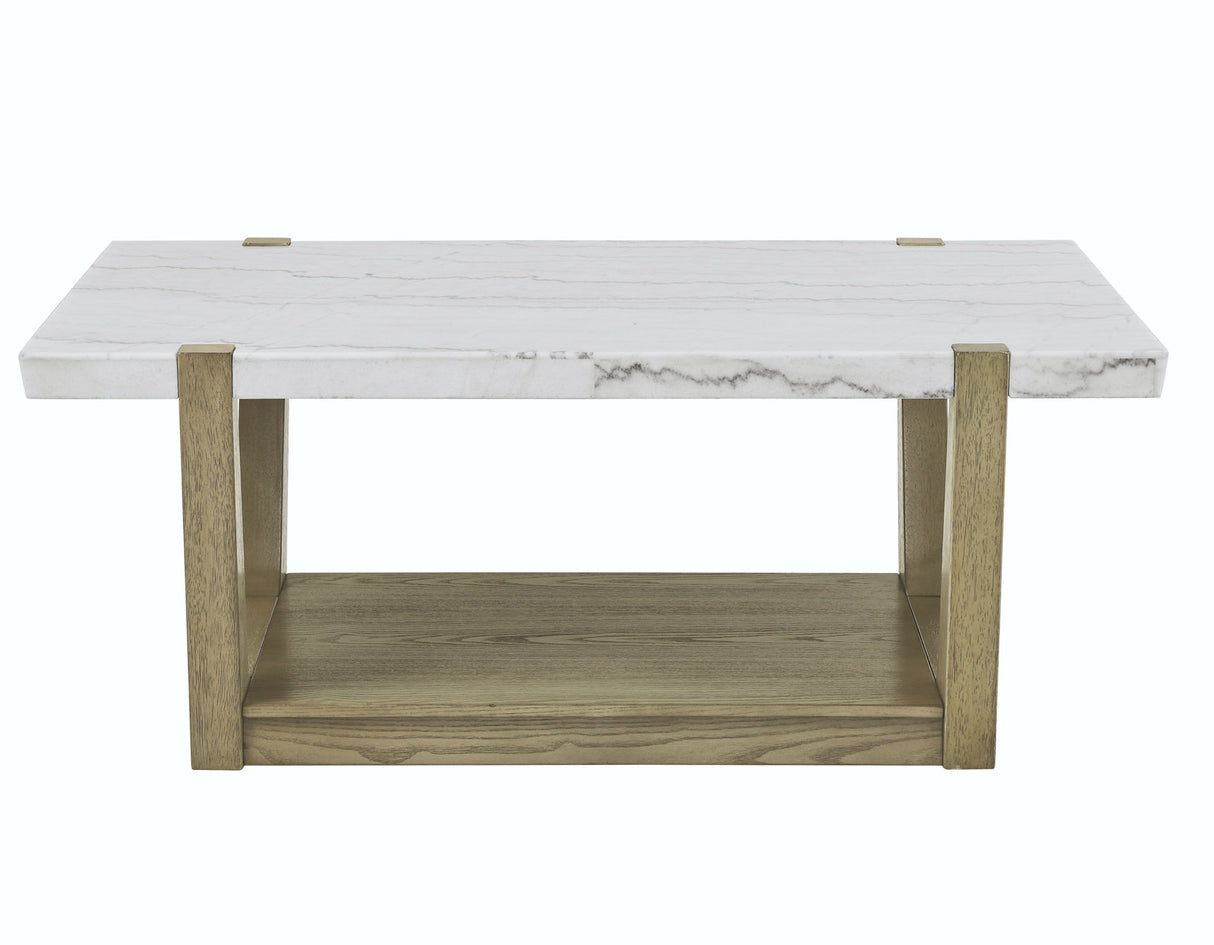 Perth White Marble Top Cocktail Table with Casters - ER100C