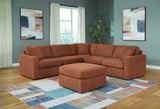 Pillar Peak 5-Piece Sectional with Ottoman in Spice from Ashley - Luna Furniture