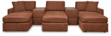 Pillar Peak 5-Piece Sectional with Ottoman in Spice from Ashley - Luna Furniture