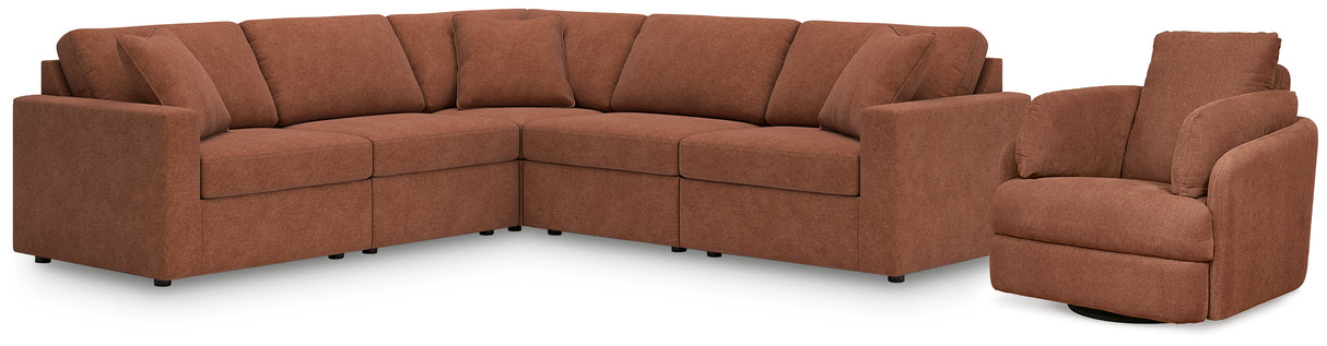 Pillar Peak 5-Piece Sectional with Recliner in Spice from Ashley - Luna Furniture