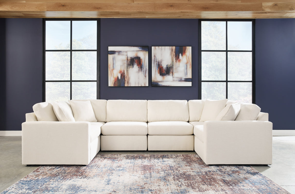 Pillar Peak 6-Piece Sectional with Ottoman in Oyster from Ashley - Luna Furniture