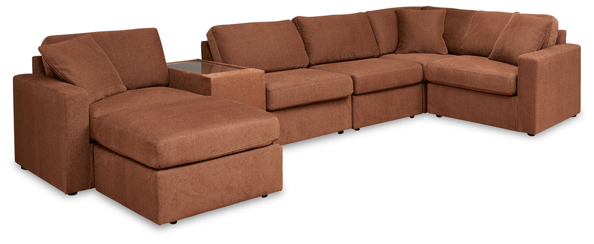 Pillar Peak 6-Piece Sectional with Ottoman in Spice from Ashley - Luna Furniture