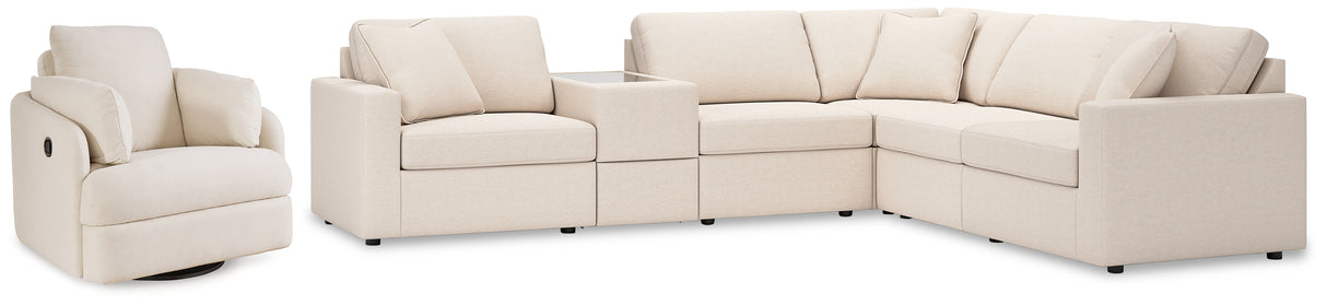 Pillar Peak 6-Piece Sectional with Recliner in Oyster from Ashley - Luna Furniture