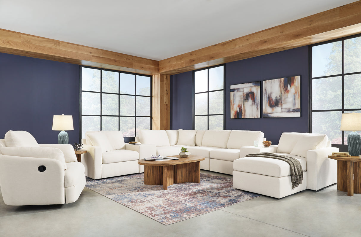 Pillar Peak 6-Piece Sectional with Recliner in Oyster from Ashley - Luna Furniture