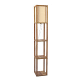 Pinnacle Shelf Floor Lamp For Bedroom/Living Room, Natural Wood with Long Shade - FLL03701301