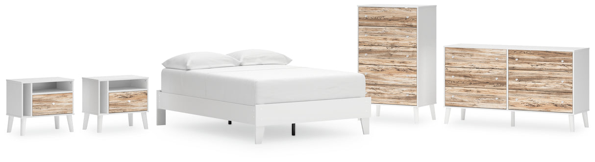 Piperton Full Platform Bed with Dresser, Chest and 2 Nightstands in White from Ashley - Luna Furniture