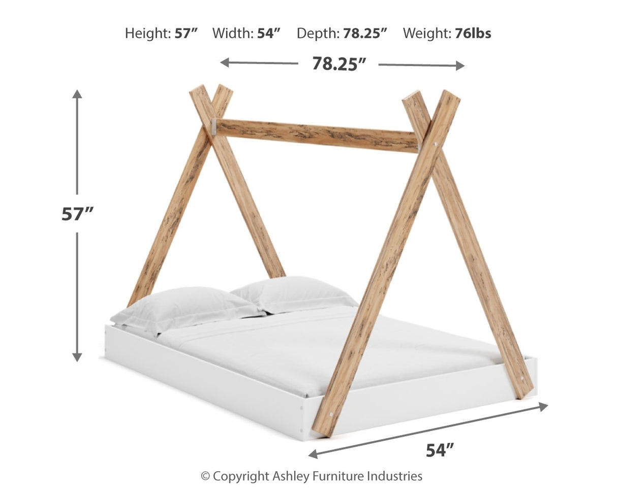 Piperton Full Tent Bed with Dresser and 2 Nightstands in Two-tone Brown/White from Ashley - Luna Furniture