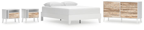 Piperton Queen Platform Bed with Dresser and 2 Nightstands in White from Ashley - Luna Furniture