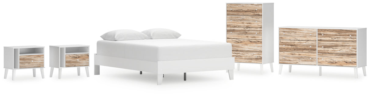 Piperton Queen Platform Bed with Dresser, Chest and 2 Nightstands in White from Ashley - Luna Furniture