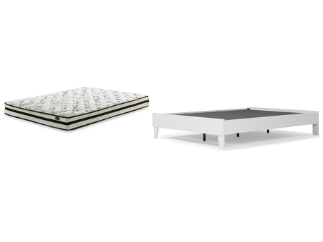 Piperton Queen Platform Bed with Mattress in White - PKG018381