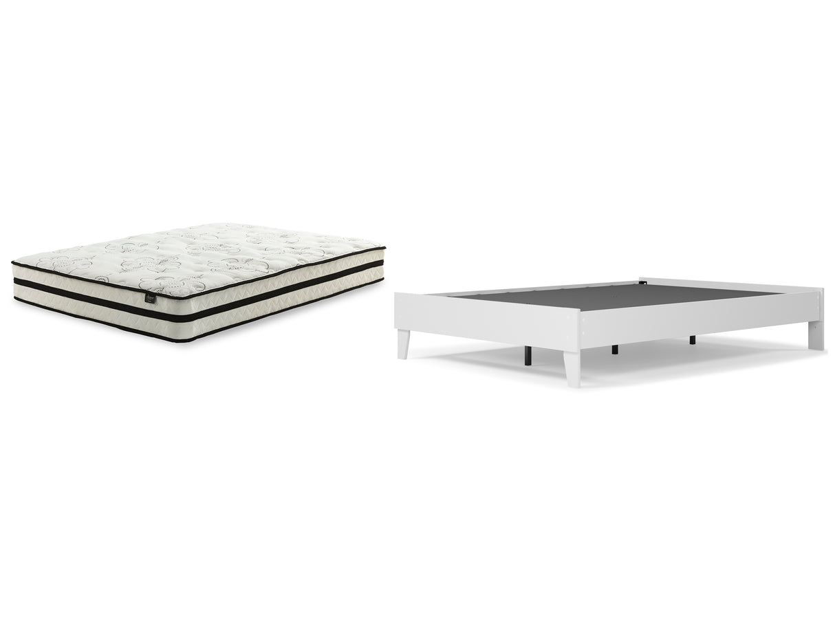 Piperton Queen Platform Bed with Mattress in White - PKG018382