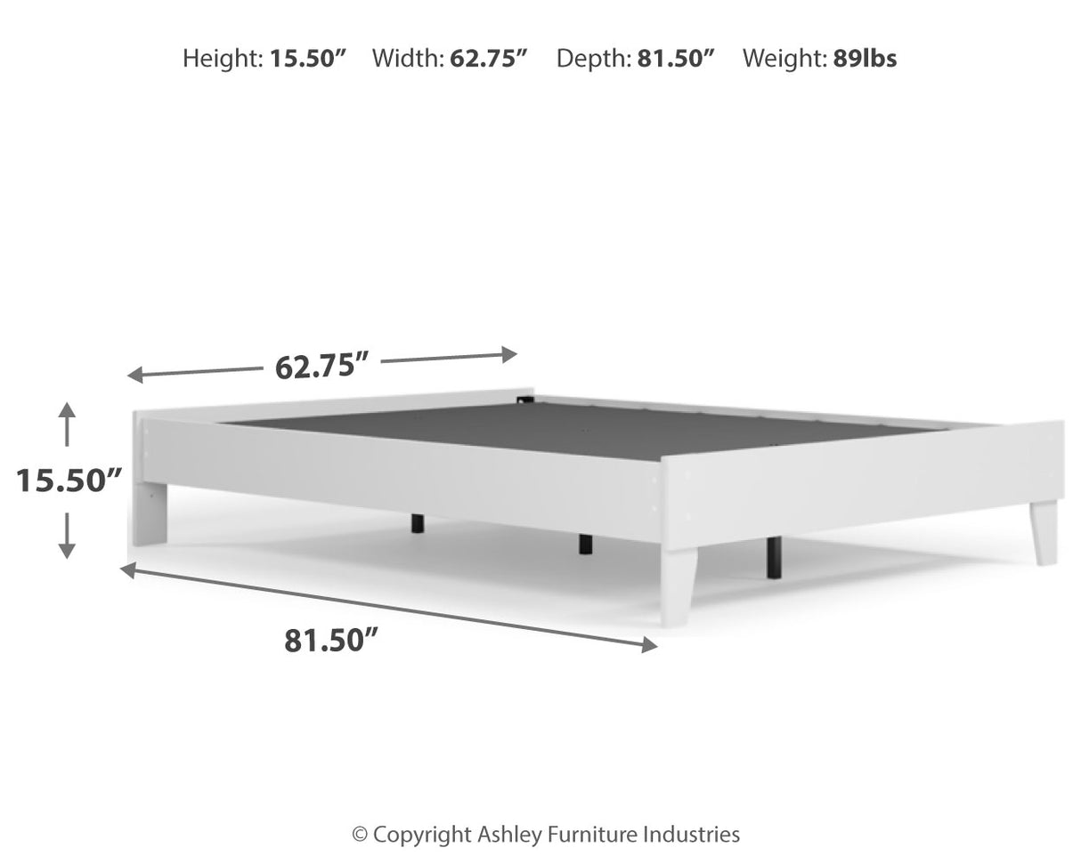 Piperton Queen Platform Bed with Mattress in White - PKG018383