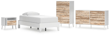 Piperton Twin Platform Bed with Dresser, Chest and Nightstand in White from Ashley - Luna Furniture