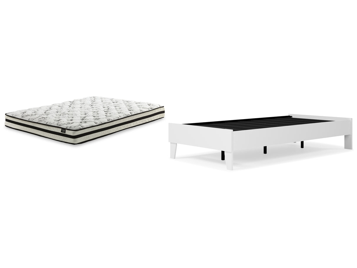 Piperton Twin Platform Bed with Mattress in White - PKG018189