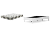 Piperton Twin Platform Bed with Mattress in White - PKG018189