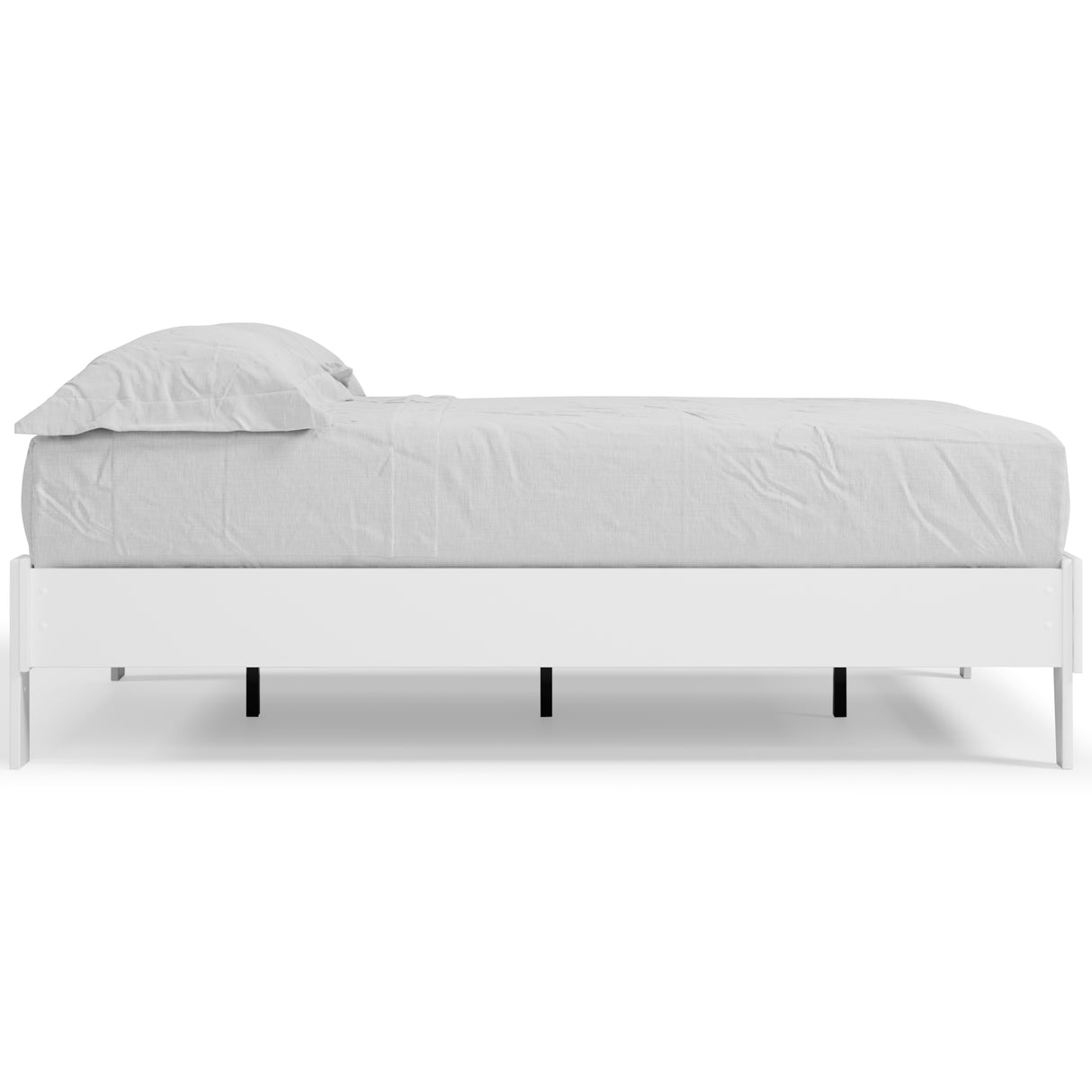 Piperton Twin Platform Bed with Mattress in White - PKG018189