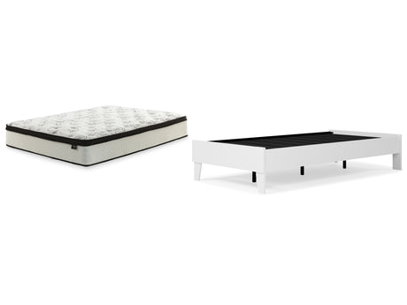 Piperton Twin Platform Bed with Mattress in White - PKG018191