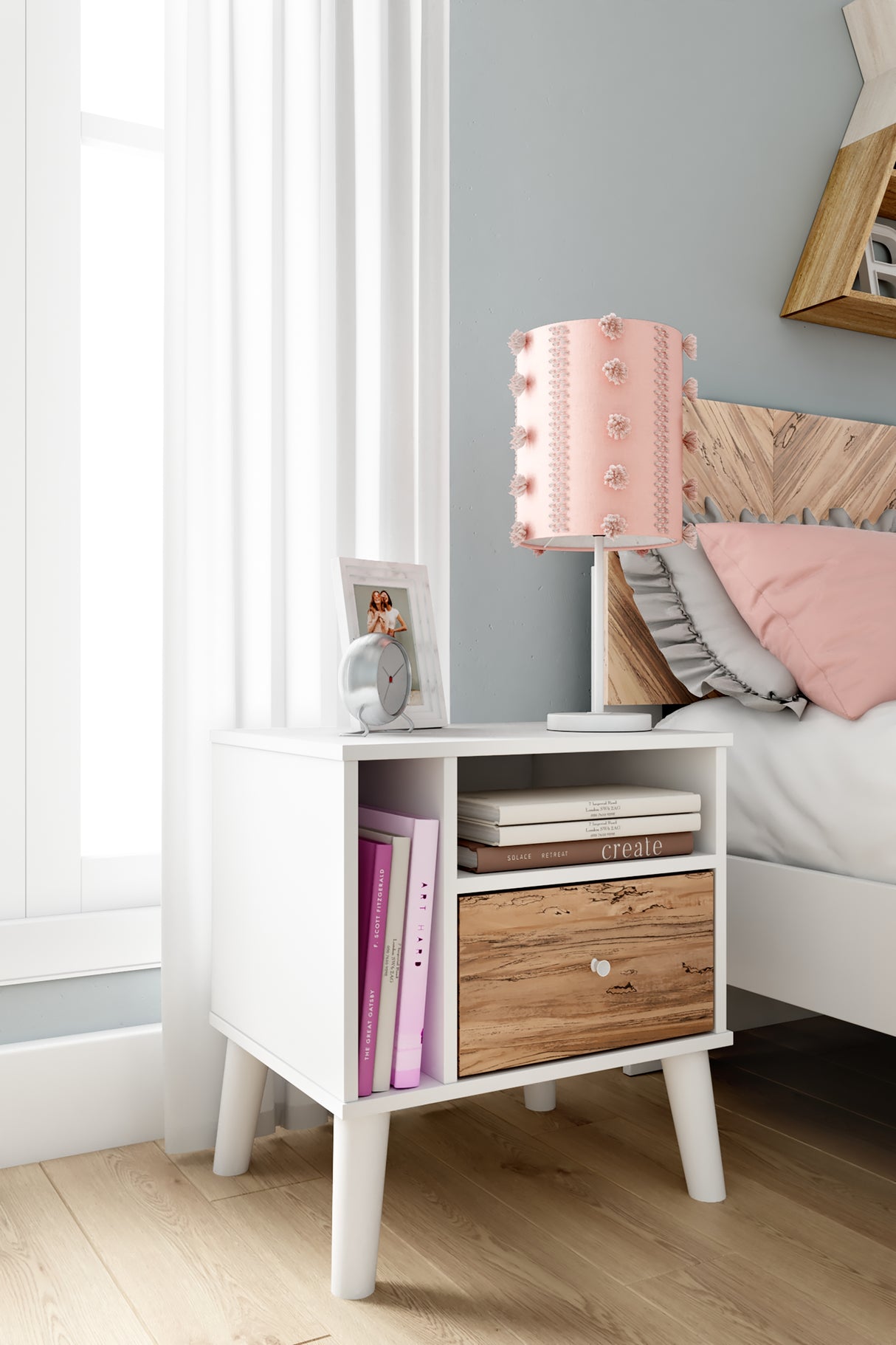 Piperton Twin Tent Bed with Dresser, Chest and Nightstand in Two-tone Brown/White from Ashley - Luna Furniture