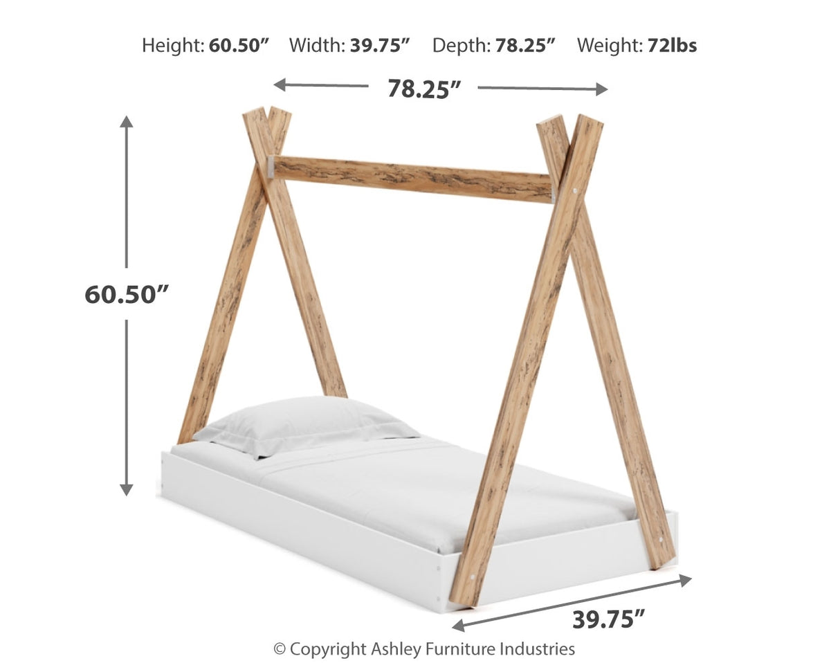 Piperton Twin Tent Bed with Dresser in Two-tone Brown/White from Ashley - Luna Furniture