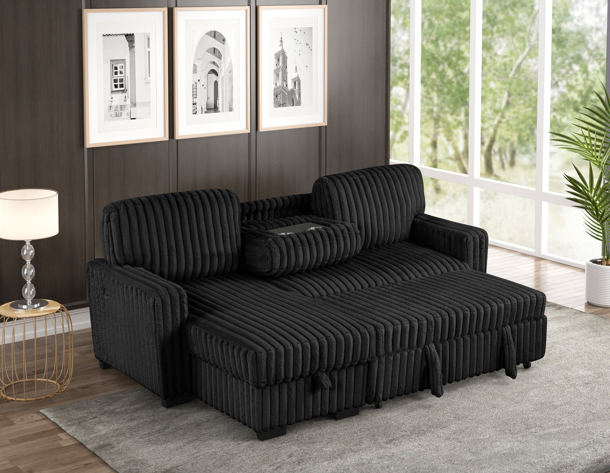 Poland Black Reversible Sectional With Pull-Out Bed from Happy Homes - Luna Furniture