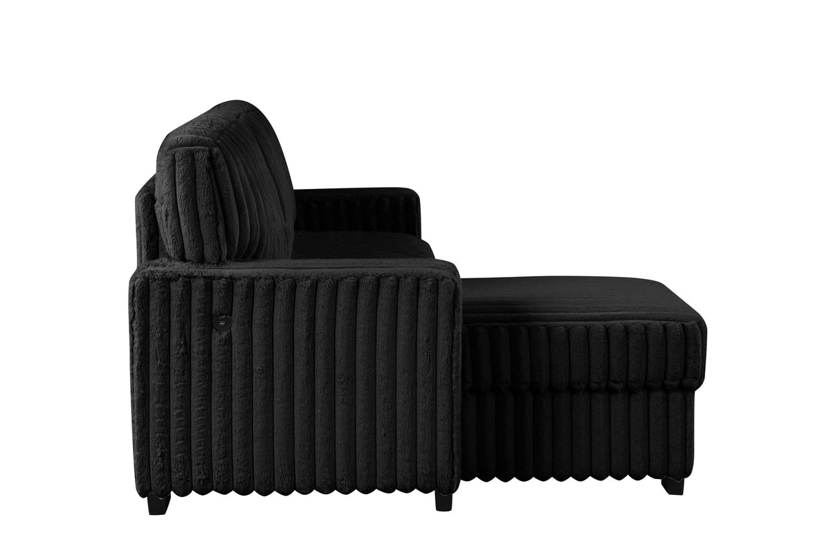 Poland Black Reversible Sectional With Pull-Out Bed from Happy Homes - Luna Furniture