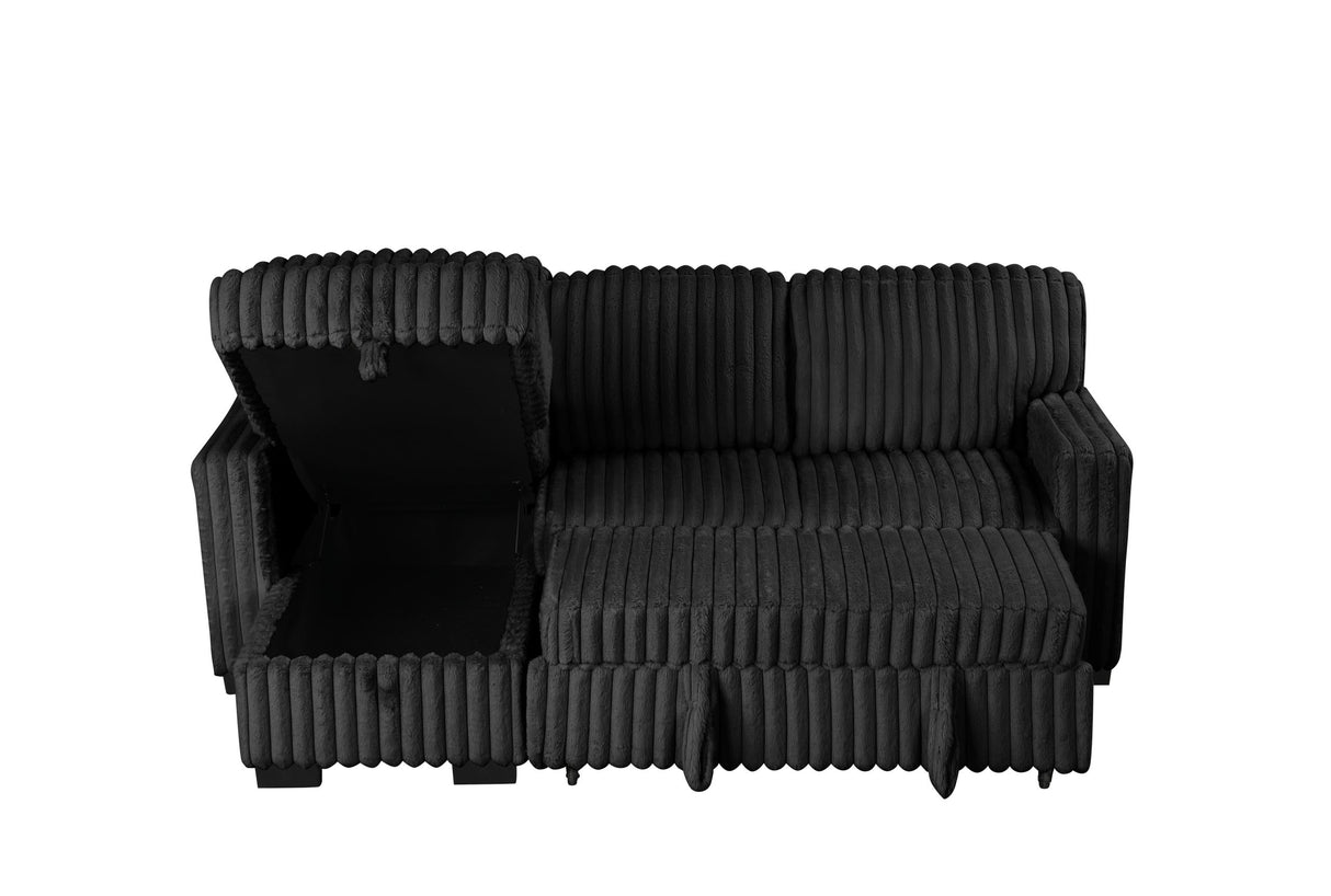 Poland Black Reversible Sectional With Pull-Out Bed from Happy Homes - Luna Furniture