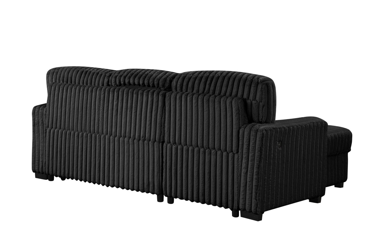 Poland Black Reversible Sectional With Pull-Out Bed from Happy Homes - Luna Furniture