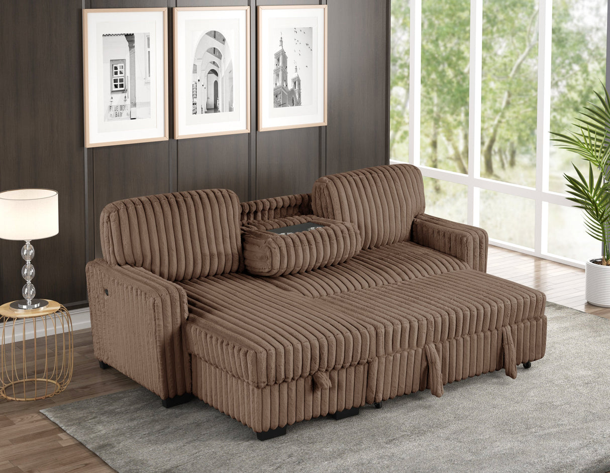 Poland Mocha Reversible Sectional With Pull-Out Bed from Happy Homes - Luna Furniture