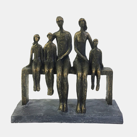 polyresin 10" Family Sculpture, Bronze - 14884