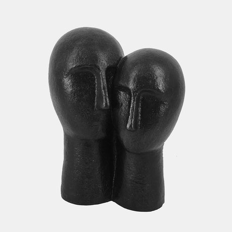Polyresin 11" Couple Heads Sculpture, Bronze - 14883