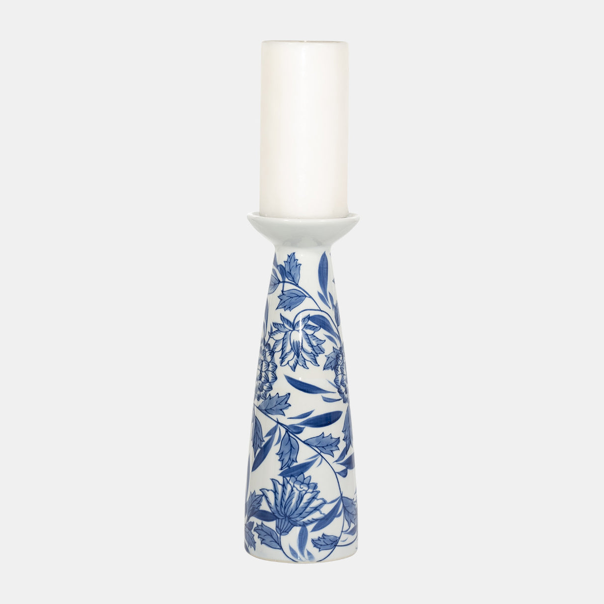 Porc,12"h Chinoiserie Candle Holder,blue/wht from Sagebrook Home - Luna Furniture